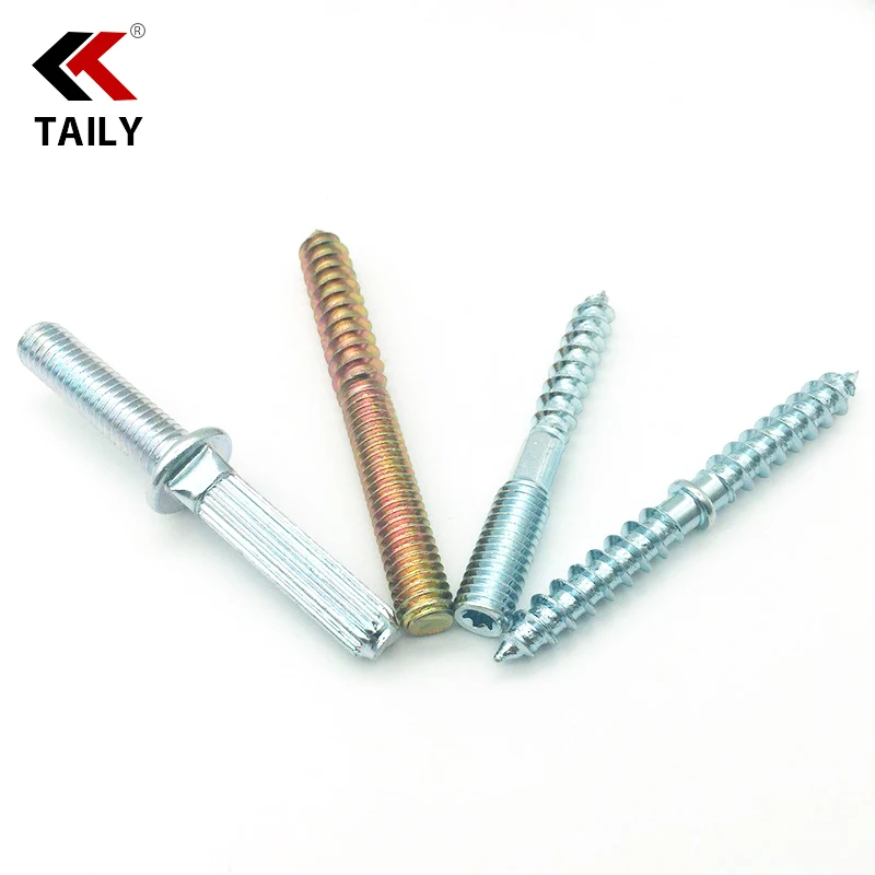 taily supplier zinc plated Iron steel furniture hanger bolt Double Thread Hanger Screw