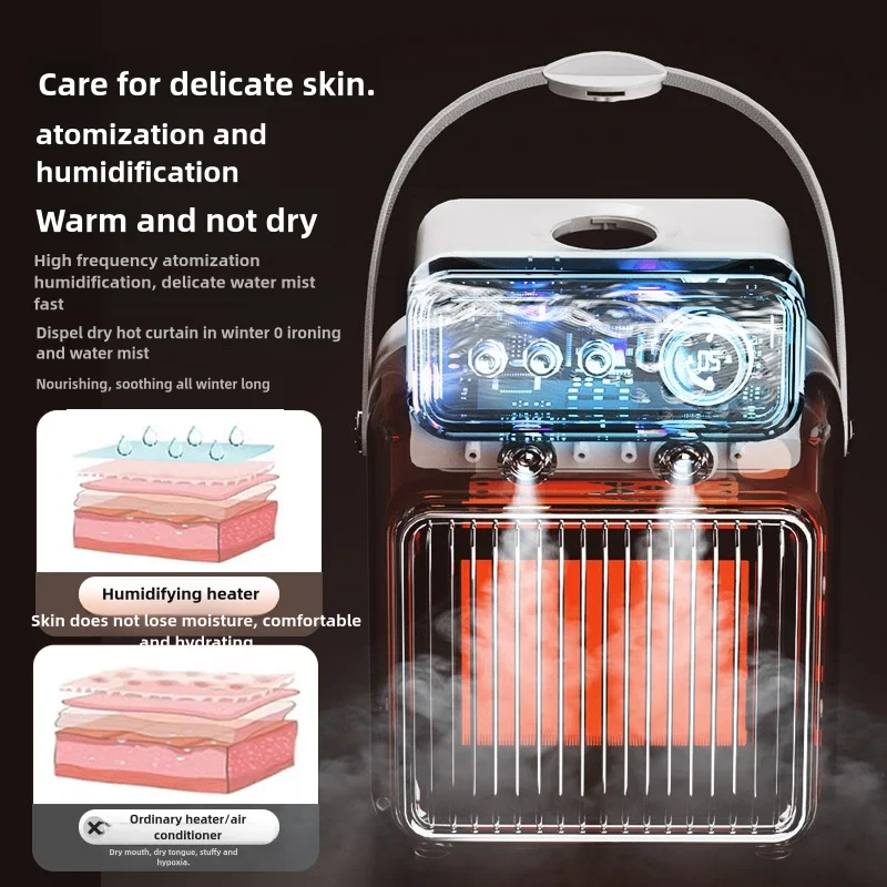 Spray Humidifier Heating Warm Blower Radiator Electric Desktop Fan Heater Air Humidifier Overheating Protection Small Heater