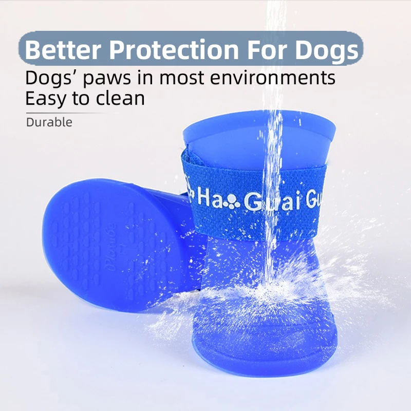 Waterproof non-slip pet dog outdoor rain boots Cat dog shoe covers  Foot cover  soft silicone rain pet shoes  shoes for dogs