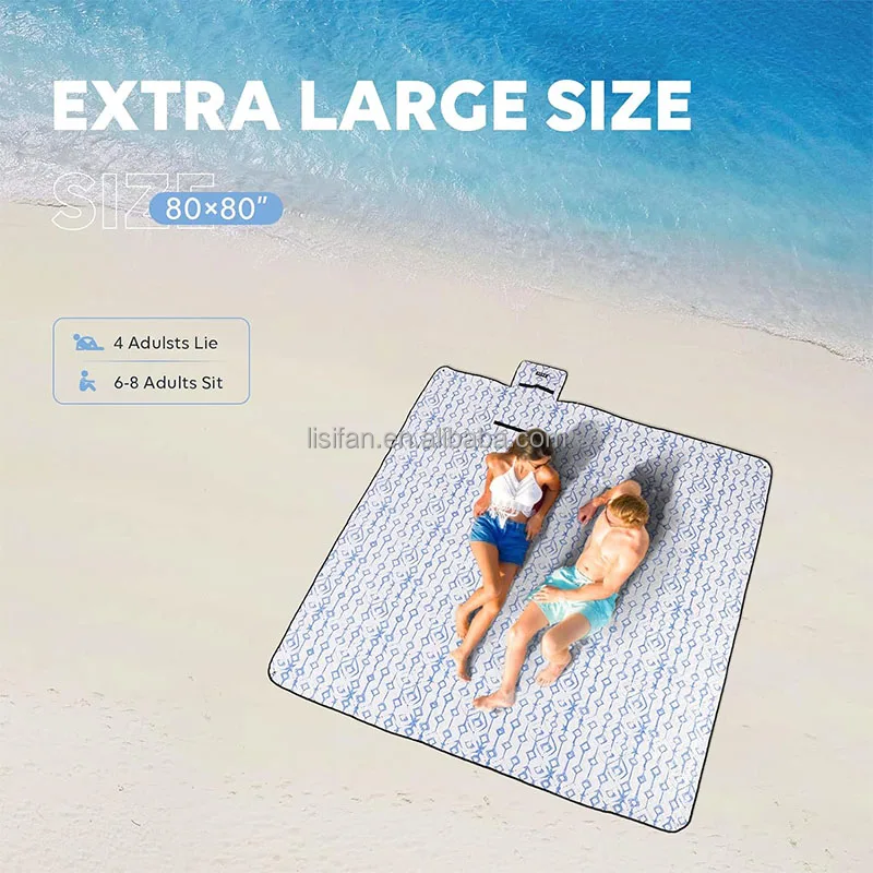 Beach Blanket Waterproof Thick Oversized Mat Machine Washable Foldable Picnic Blankets For Outdoor Camping Park