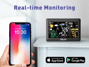 BALDR Wi-Fi Weather Station Hub Real Time Weather Forecast Temperature and Humidity Smart Thermometer Hygrometer