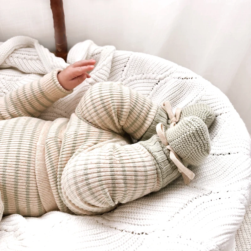 Custom Knitted Cotton Booties for Baby Newborn Crochet Shoes Sock 0-1 Years Cotton Knit Booties for Toddler Infant