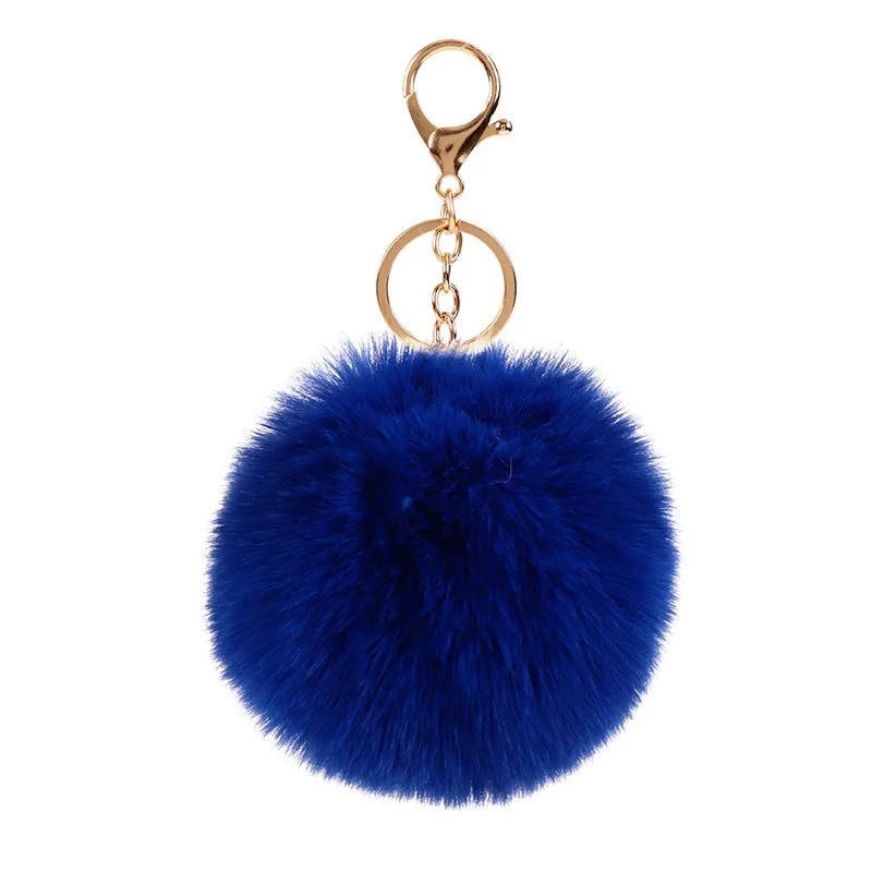 Colorful Pom Poms Keychains Faux Rabbit Fur Fluffy Ball Keyring For Car Handbag Tote Bag Pendant