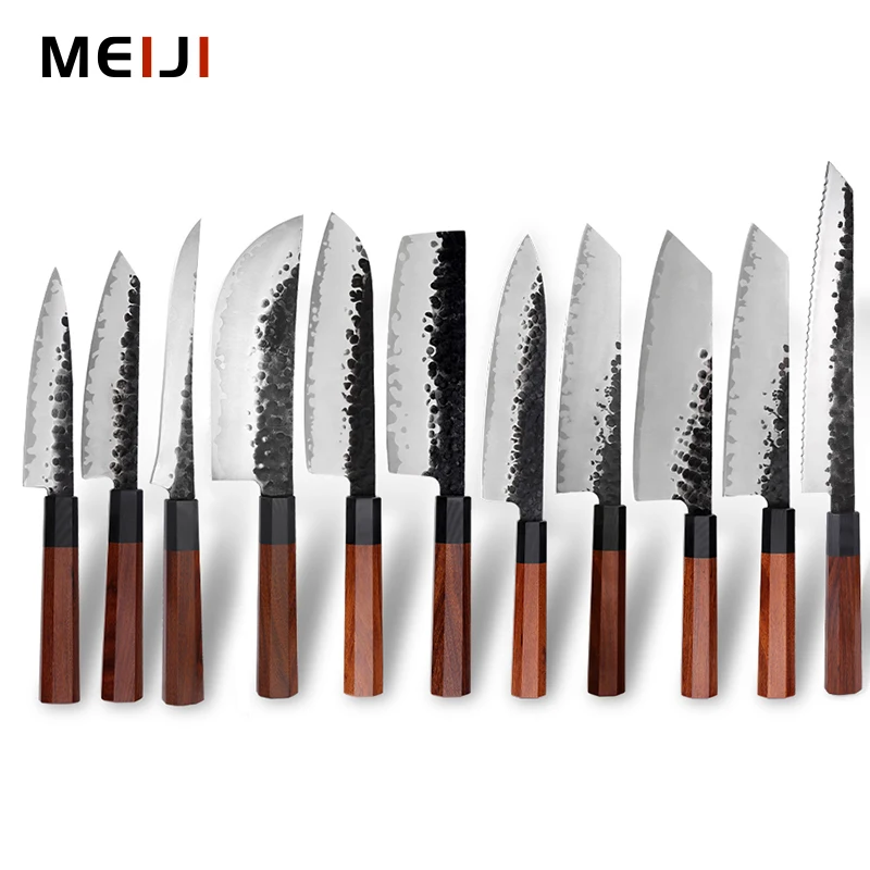 MEIJI Manufacturers Forging Knife Set Of Kitchen Knives 15 Pieces Kitchen Knife Set With Block Wooden