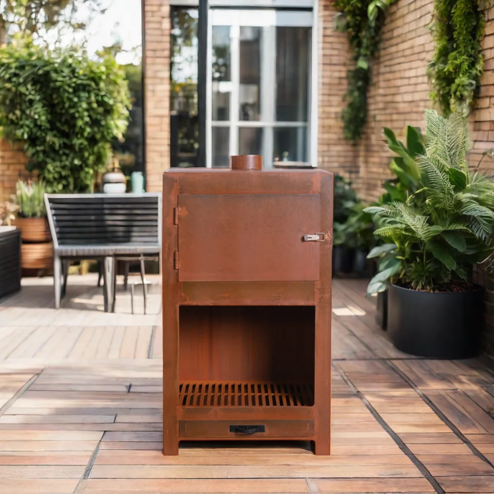 Corten сталь барбекю отдельно стоящий камин угольный гриль