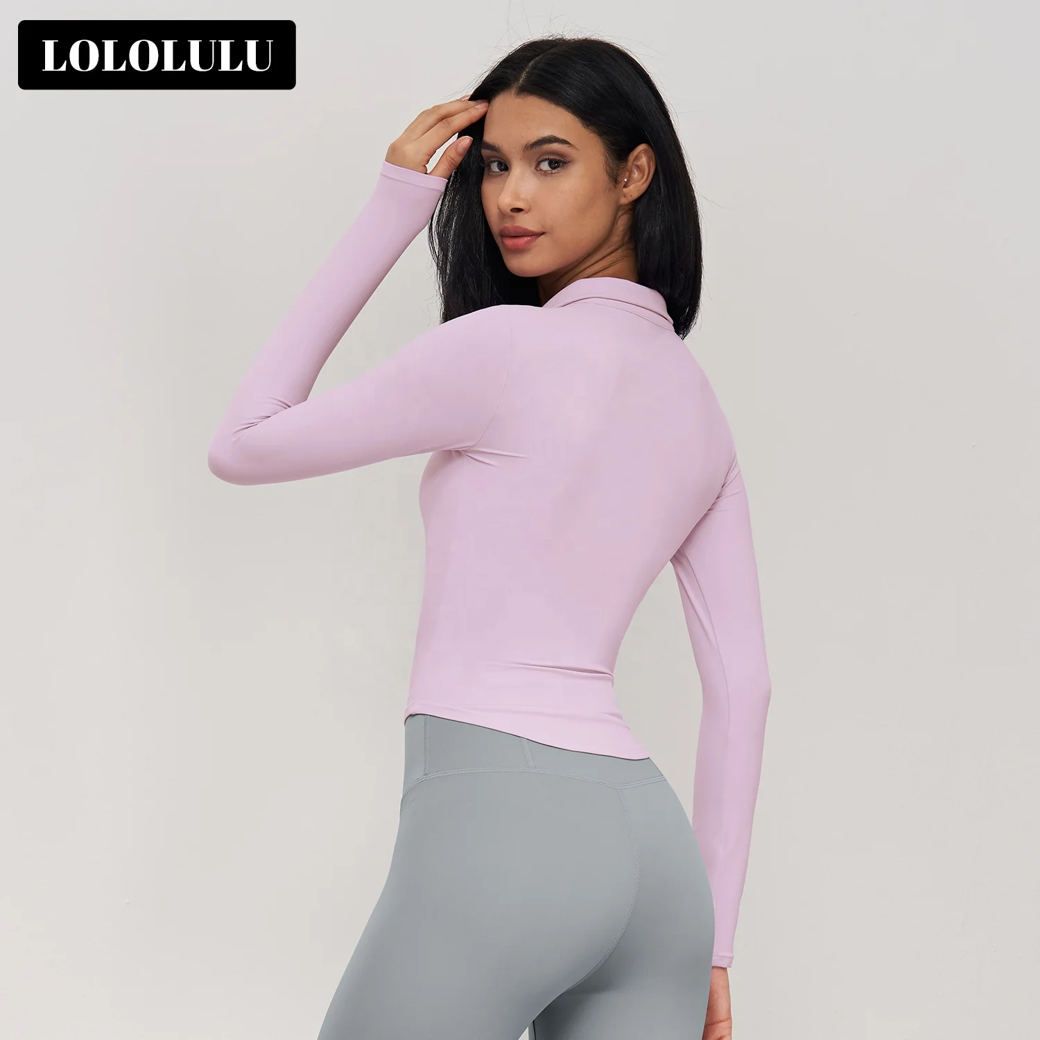 Quarter Zipper Yoga Quick Dry Tops Custom Logo Gym Long Sleeve Sports T-Shirts 80Nylon 20Spandex