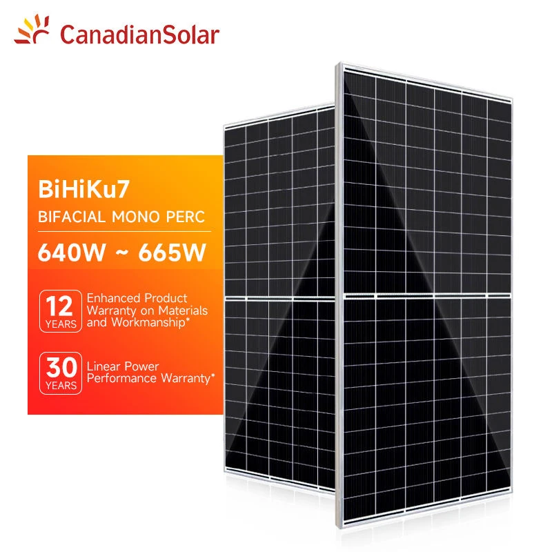 Canadian BiHiKu7_CS7N-MB 640-665W Bifacial 640w 645w 650w 655w 660w 665w bifacial Monocrystal solar panel for ground project