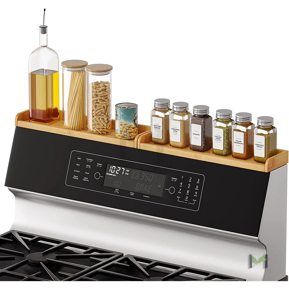 Bamboo Stove Top Magnetic Shelf for Kitchen Organization , Kitchen Organizer Over the Stove Spice Rack