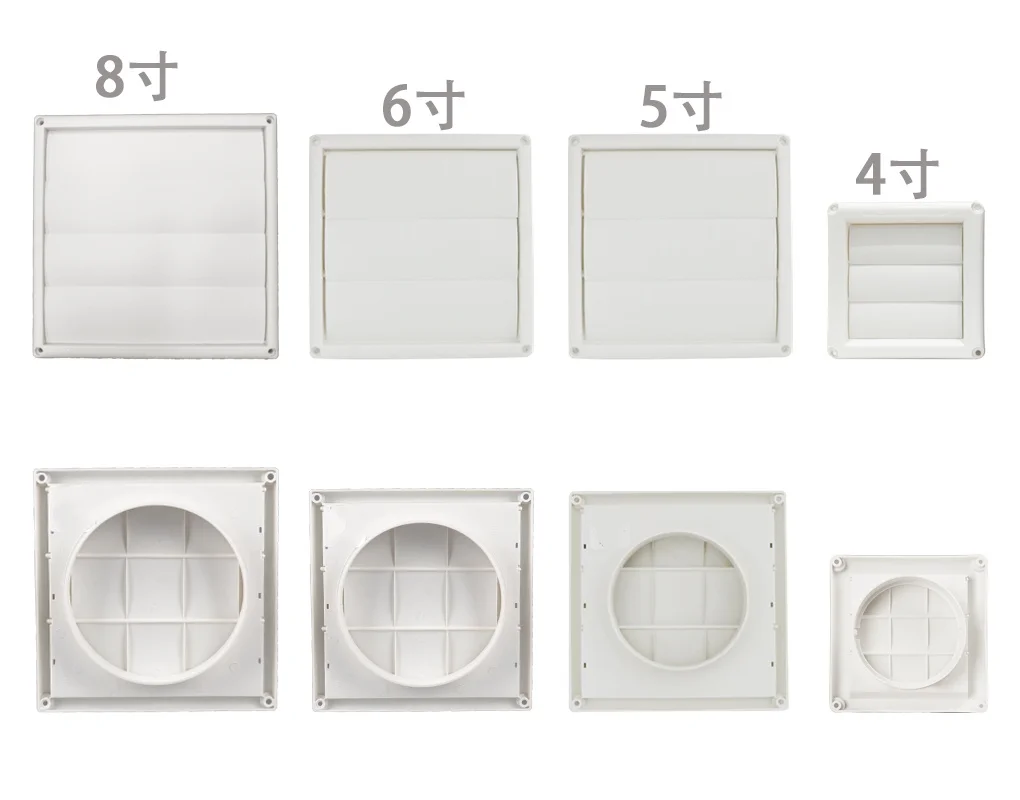 Premium Exterior Wall HVAC Plastic Cover Vent Louvered Grilles Vents UV White Air Dryer Pipe Ventilation Not Fixed Grilles