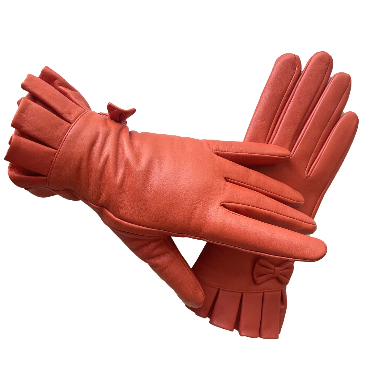 High Quality Custom Aniline Hair sheepskin Leather Womens Gloves Lined with 70% Knitted Wool Dressing Fashion Gloves