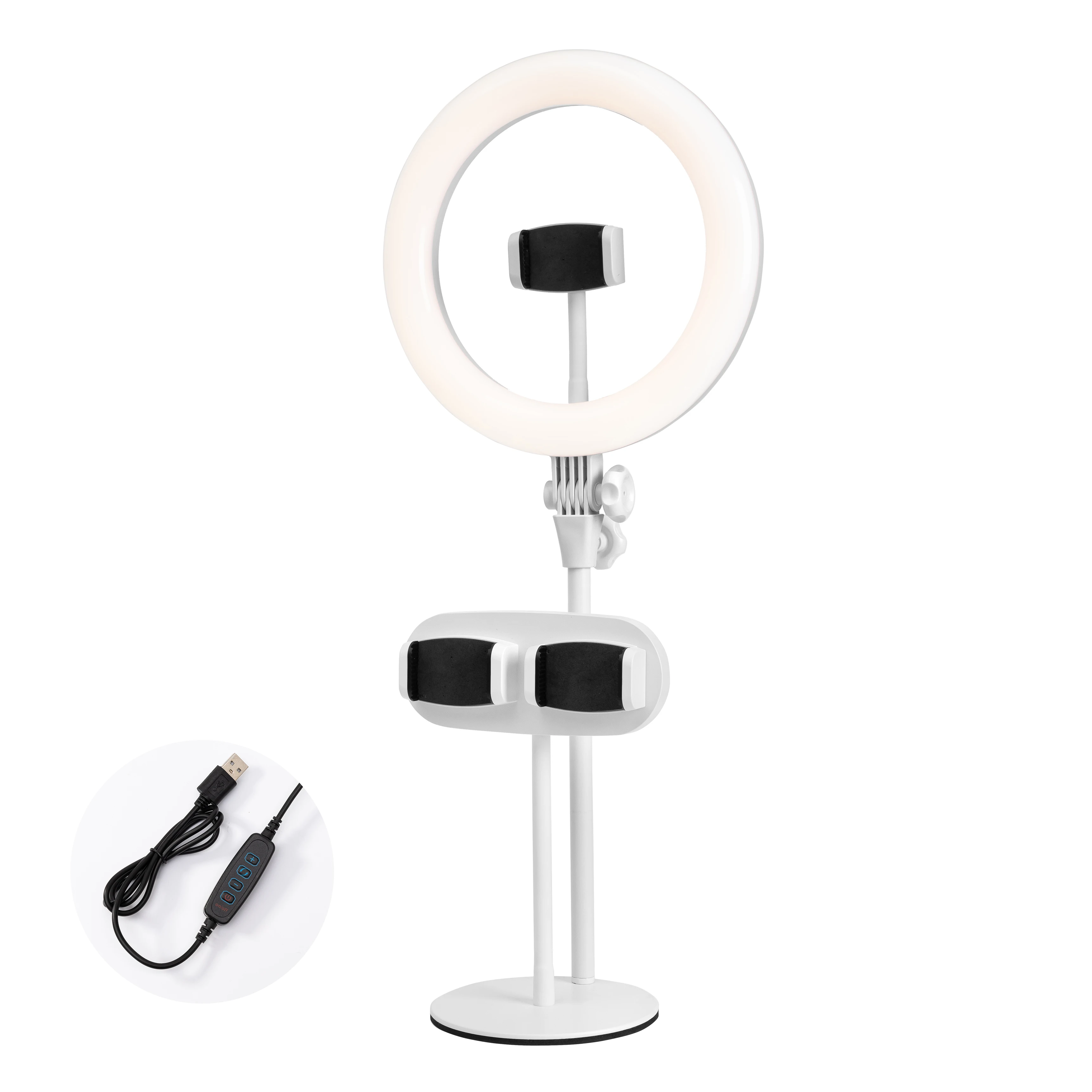 Table top dimmable 10 Inch with 3 mobilo phone stand LED Ring Light For Live Broadcast fill light