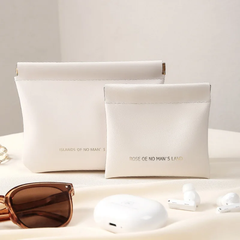 wholesales luxury PU data cable Auto Closed storage bag earphone coin makeup lipstick custom Shrapnel Bag with custom design