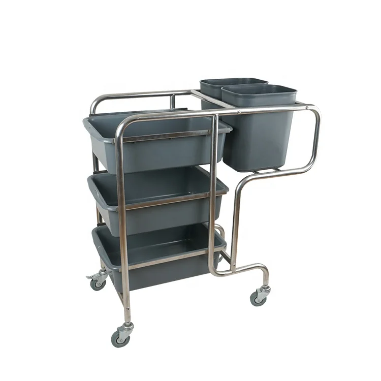 Stainless Steel Plastic Catering Hotel Kitchen Restaurant Dish Collection Trolley (60738834008)