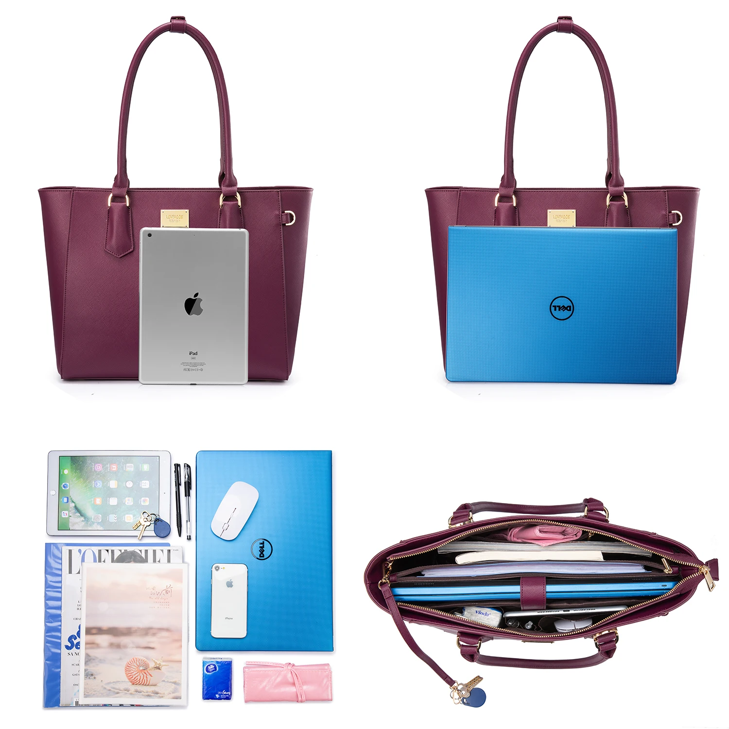 Женский портфель для ноутбука 15 6 дюйма Lovevook сумка покупок женская на плечо большая рабочая Многофункциональная Кожаная Сумка-тоут молнии