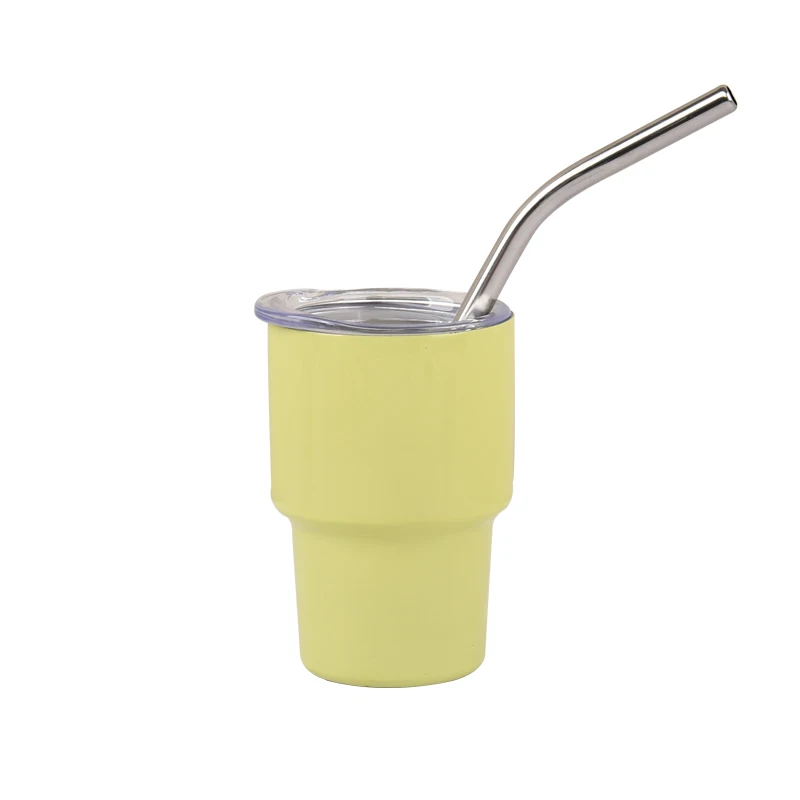 HYB OEM Mini 2 Ounce Double Wall Vacuum Tumbler Stainless Steel Insulated Tumbler with Lid and Straw Shot Glasses