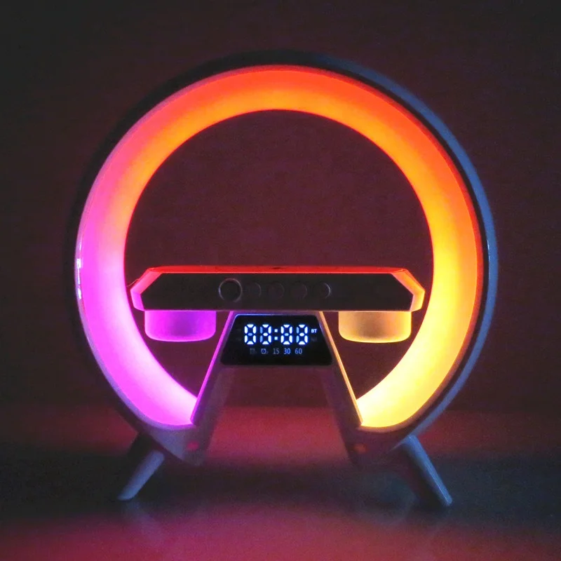 Lonvel Wireless Charging Desk Lamp Smart Table Lamp G6A With Clock BT Music Speaker Ambient Night Light G Table Light With Alarm