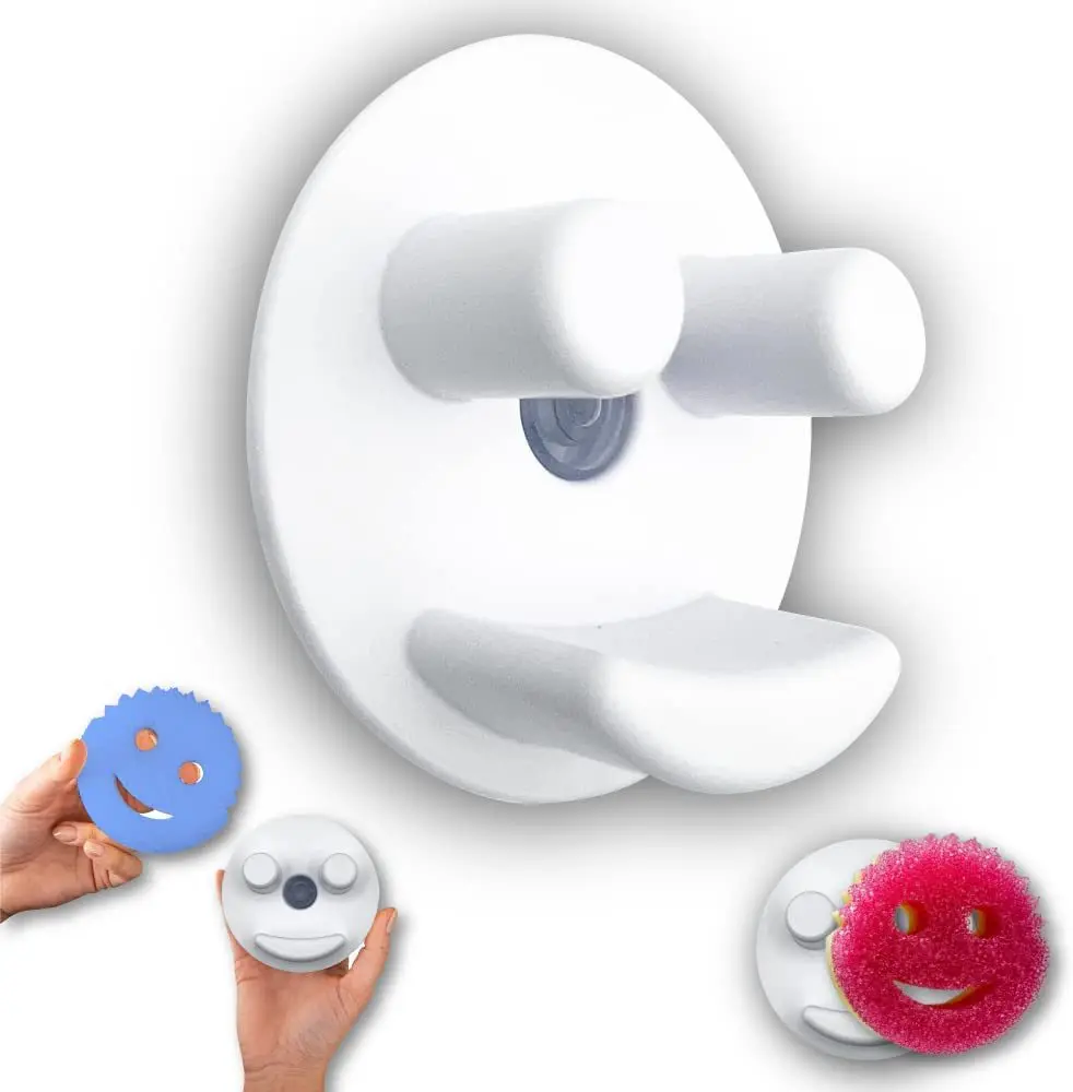 Kitchen Organizer Storage Scrub Sponges Sink Caddy Sponge Holder for Smiley Sponges With Suction Cups