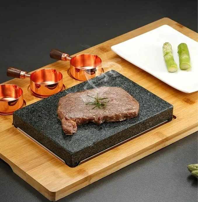 Hot sale cookware granite steak plate stone cookware plate hotel tableware set home steak stone cooking set hot lava stone