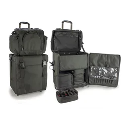 Soft Sided 1680D Nylon 2 in 1 Multifunction Nail Artist Hair Stylist Hairdressing Trolley Bag with Nail Polish Pouch