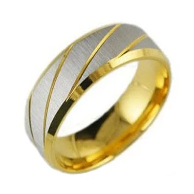 Fashion Jewelry Ring Classic Gold Plated Stainless Steel Wedding Rings For Men