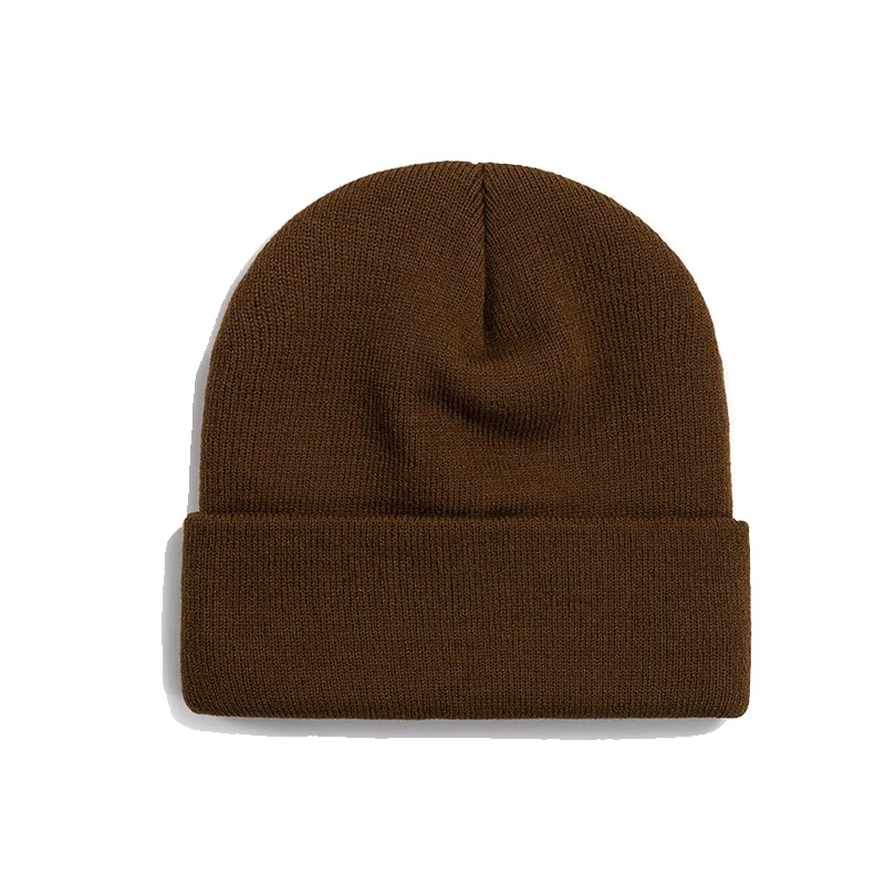 Wholesale Unisex Jacquard Designer Custom Embroidered Knitted Beanie Hat Solid Color Winter Long Thick Warm Bonnet