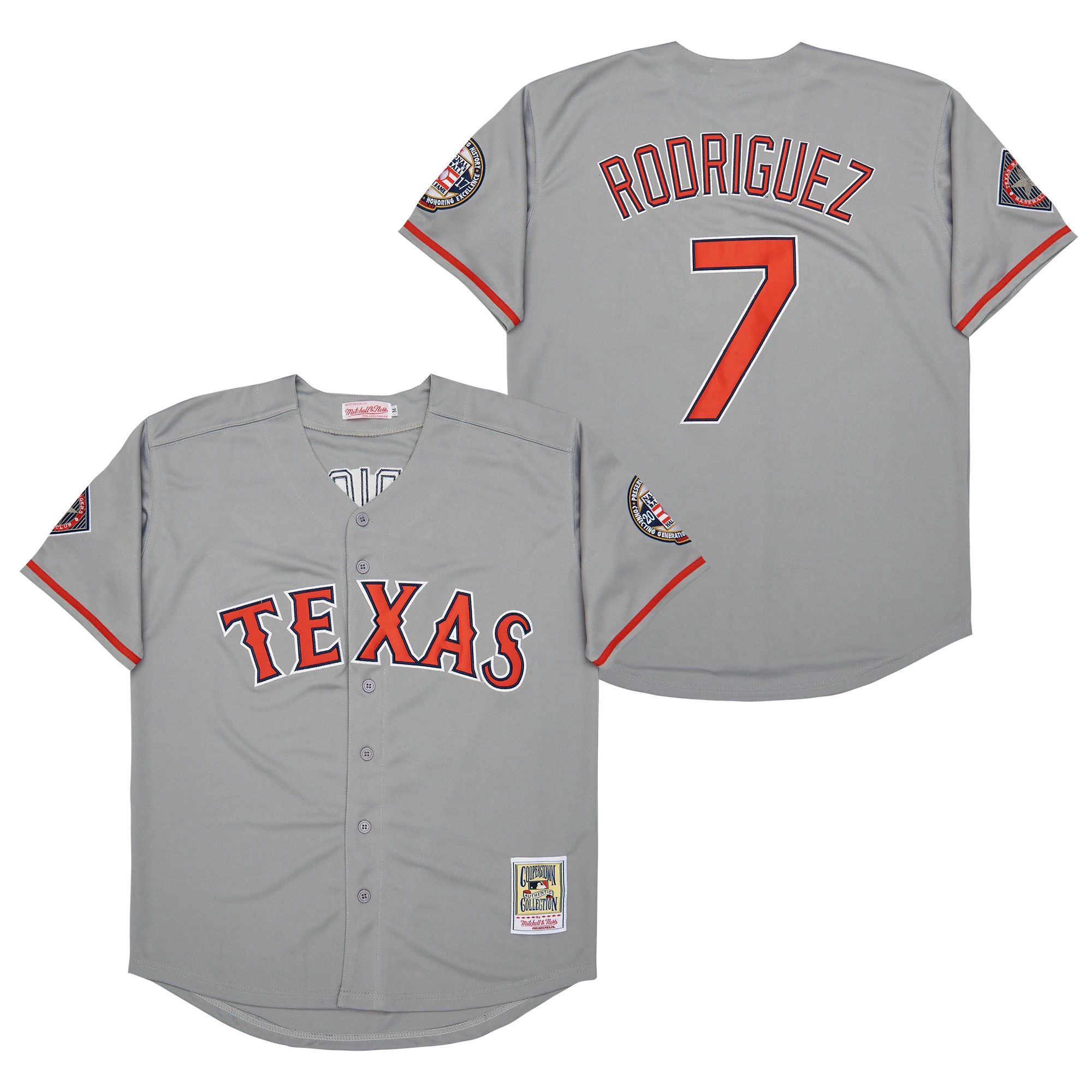 Texas Baseball Jersey Rangers 34 Nolan Ryan 7 Ivan Rodriguez Throwback jersey stitched