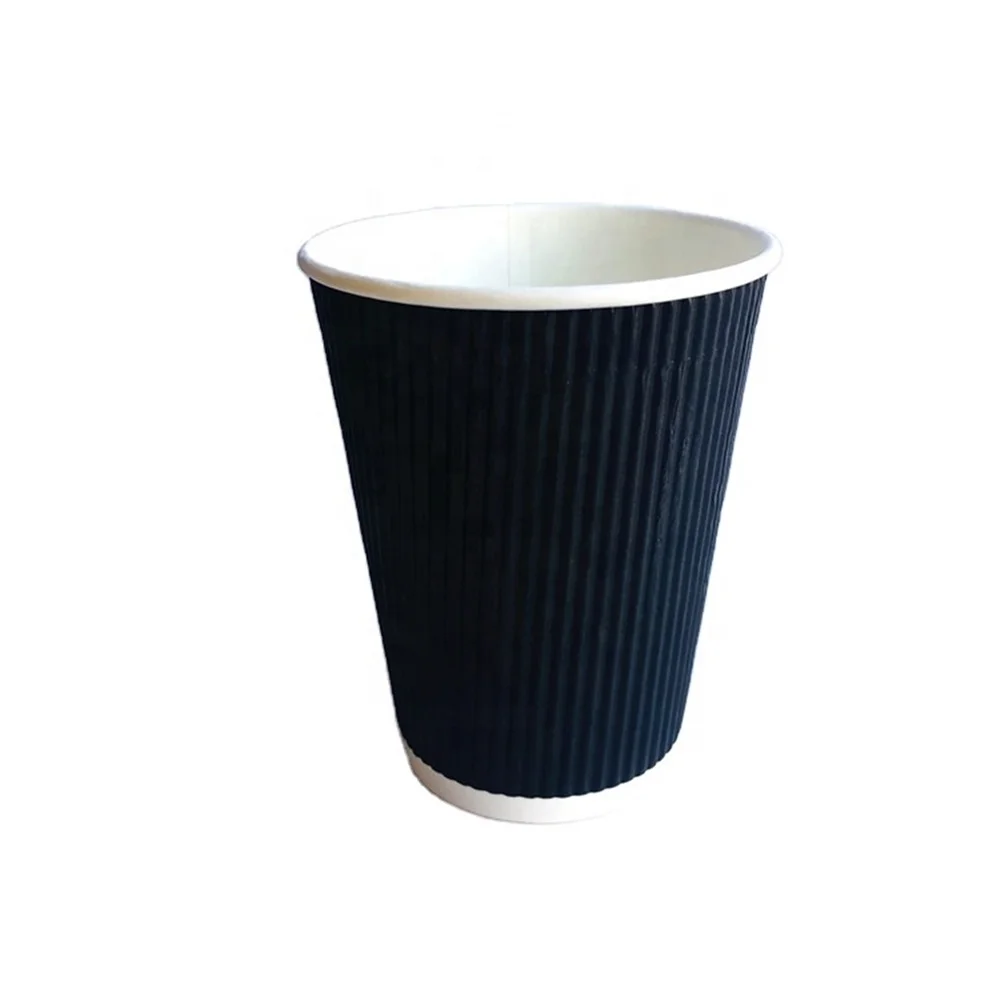Customized design  printed PE coated double wall disposable ripple paper cups for hot coffee