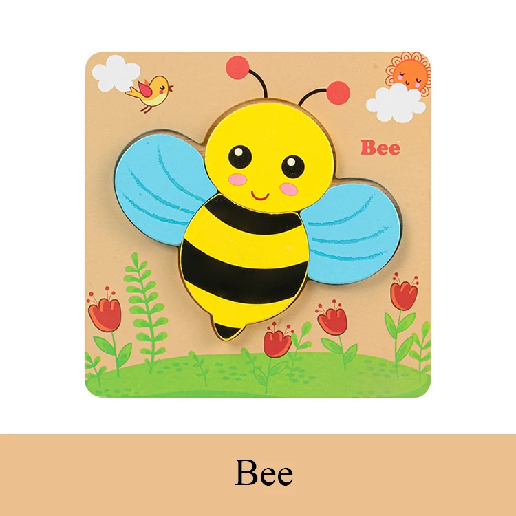 custom Kids Wooden 3D Puzzle Jigsaw Toys For Children Cartoon Animal Vehicle Wood toddler Puzzles