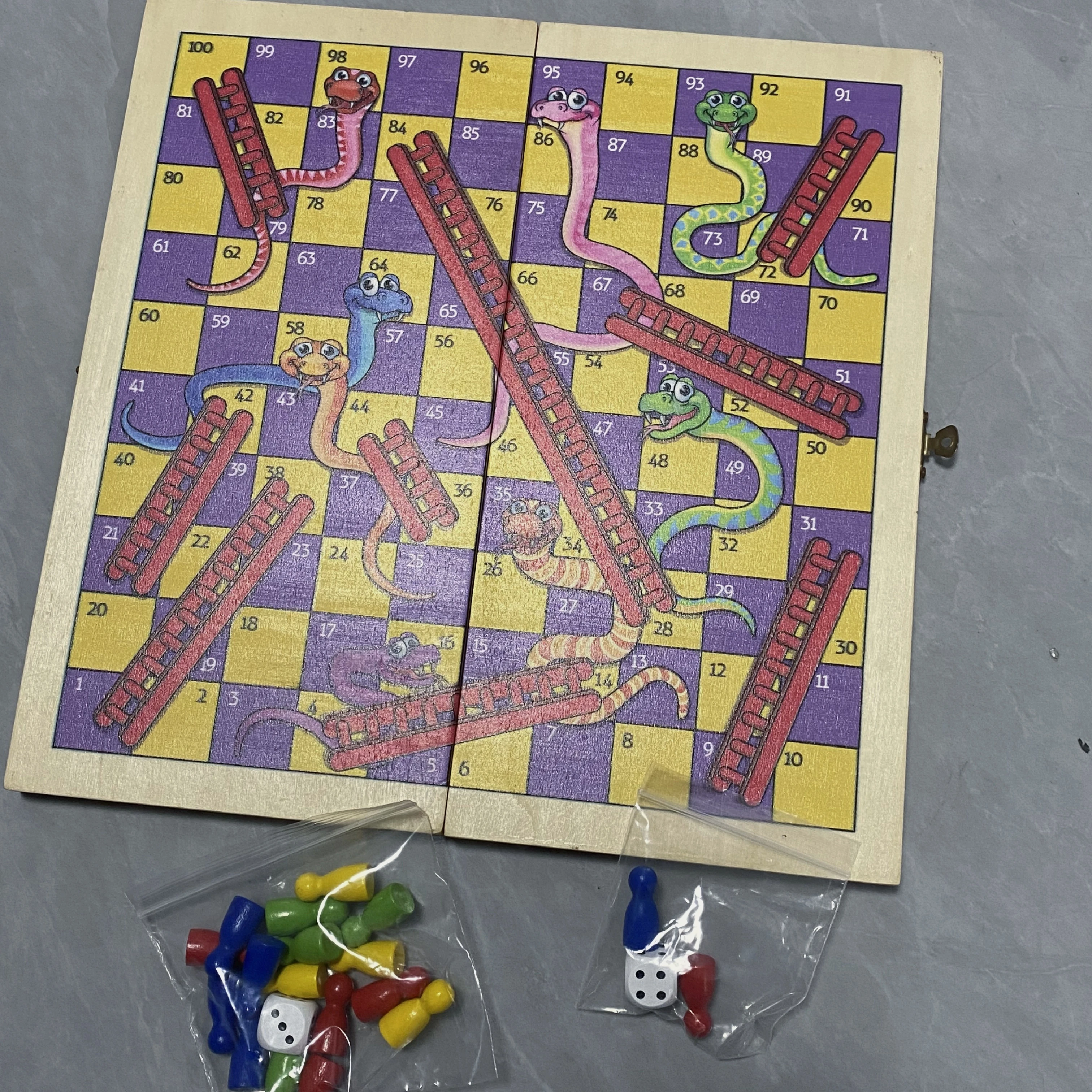 Custom Sticker Craft 29x29cm Wooden Snakes Ladders Chessboard Monopoly Board Games Set Kids Adults-Flying Ludo Flying Chess