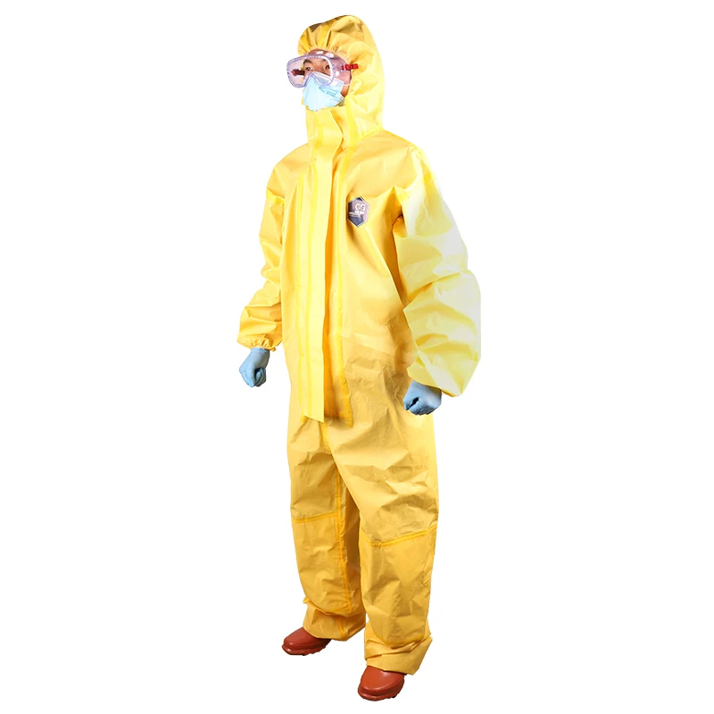 Disposable chemic protection work suit coverall microporous protection chemical resistant suit