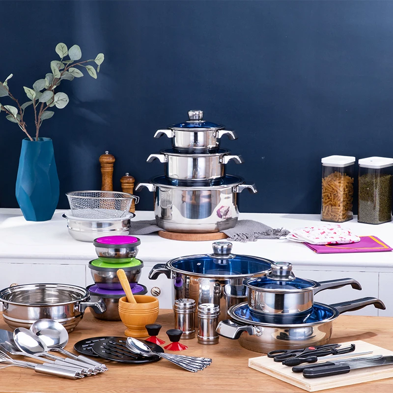 Набор посуды из нержавеющей стали новый дизайн посуда из нержавеющей стали Антипригарная посуда набор кастрюль и кухонная посуда набор кастрюль