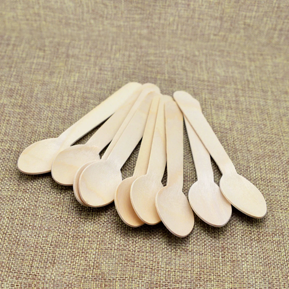 Factory Price Restaurant Party Use Disposable Mini Wooden Spoons Wood Spoons