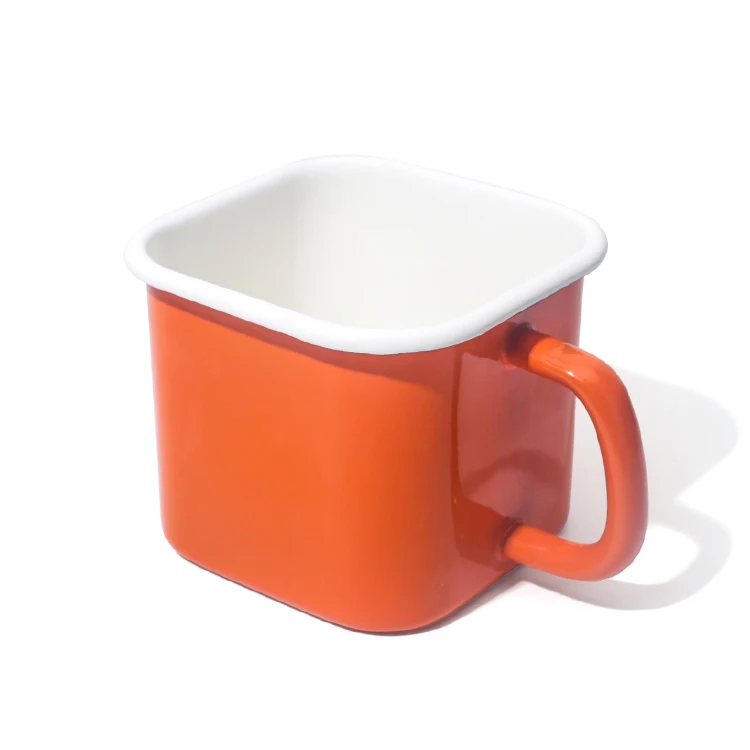 Square Storage Box Enamel Container Milk Pot With Silicone Lid
