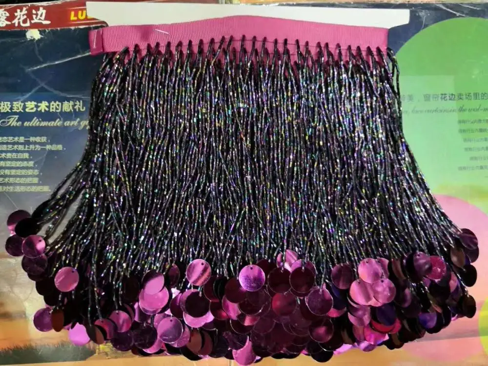 Wholesale 6 Rows Beading Lace Tassels Crystal Beaded Design beaded fringe Tassel Trim for Garment