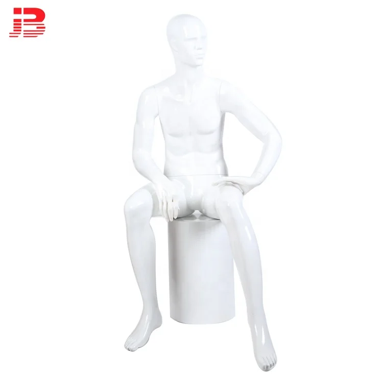 European fashion fiberglass sitting ground male mannequin for window display