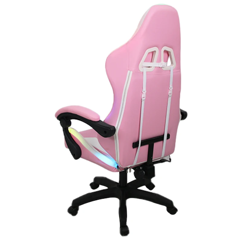 Custom Pink Home Gaming Chair RGB 360 Swivel Silla Gamer  Ergonomic Pu Leather Racing Computer Office Gaming Chair With Lights