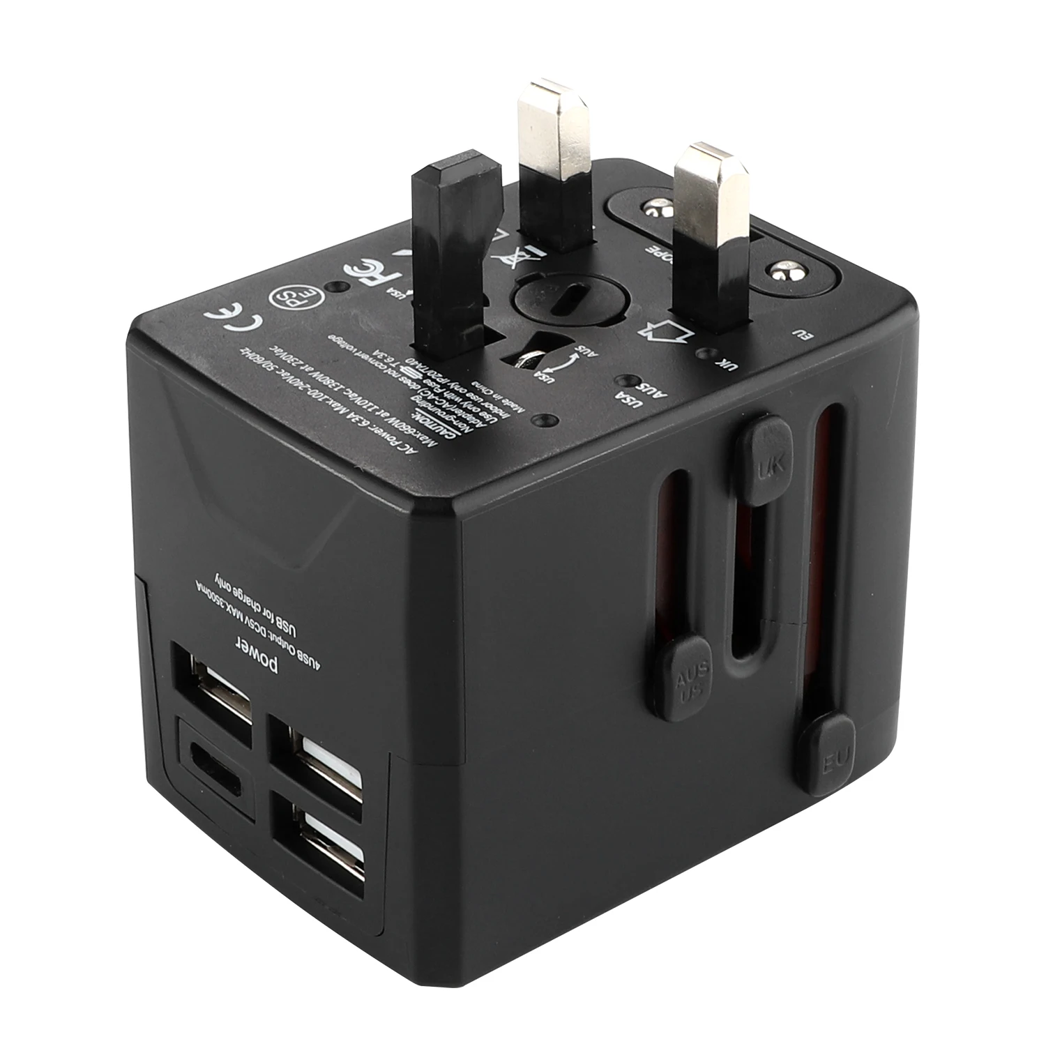 All In One UniversalTravel Adapter Charger 4 ultra-fast usb 3.5a Quick Charge Corporate Gift Adapter