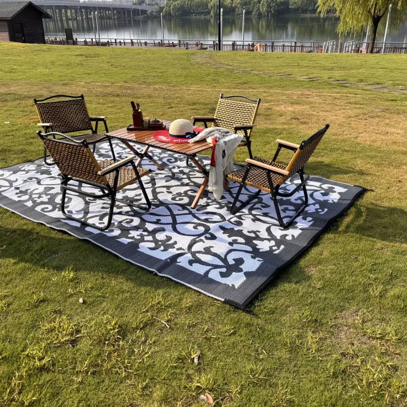 Открытый водонепроницаемый 5x8 футов ковер для патио 152x245 см PP Площадь коврик легкой чистки матрас Тип пикников