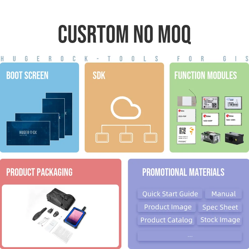 HUGEROCK G71F 16gb 64gb Android 2200 nit 10000mAh Software Rtk Gnss Vrtk obd gps 7 Inch Industrial  Pc  rugged tablet