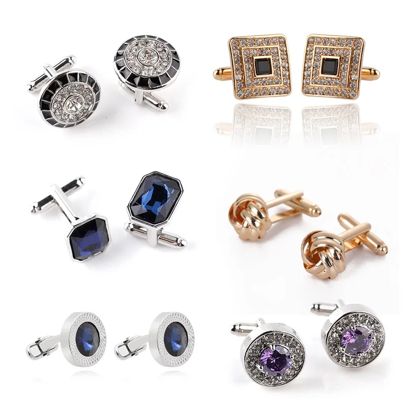 New Austrian Geometry Crystal Cufflinks With Diamonds Sleeve Nail French Twist Cufflinks For Men