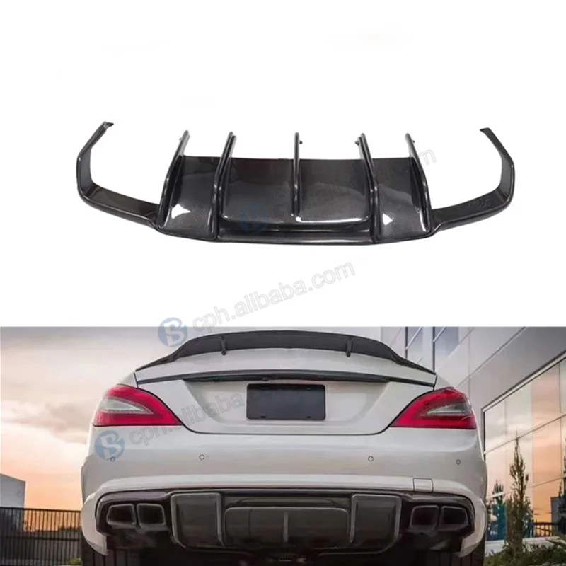 Car Modification R Style Carbon Fiber Fibre Rear Bumper Lip Diffuser For Mercedes-Benz CLS W218 2012-2013