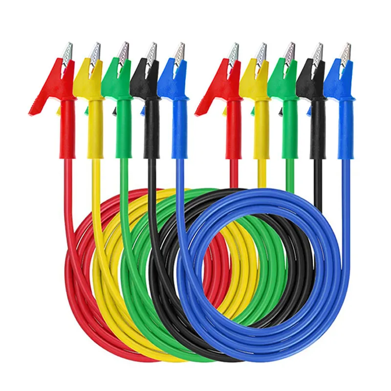 NUELEAD запатентованный никель 5 цветов сверхмощный двойной крокодил зажим тестовый свинцовый зажим набор ПВХ силиконовый кабель