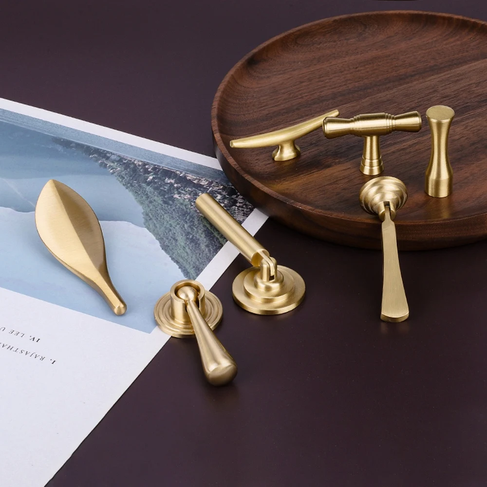 New Brushed Brass Kitchen Bedroom Furniture Cabinet Dresser Drawer Handle Pendant Metal Knobs
