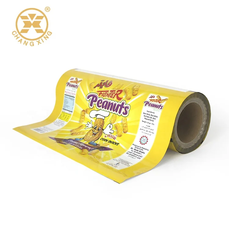 Food Grade Heat Sealing Film Roll PET/PE, MOPP/VMOPP  Composited Food Wrapping Film Wheel For Peanut Corn Snacks/Chips/Biscuit