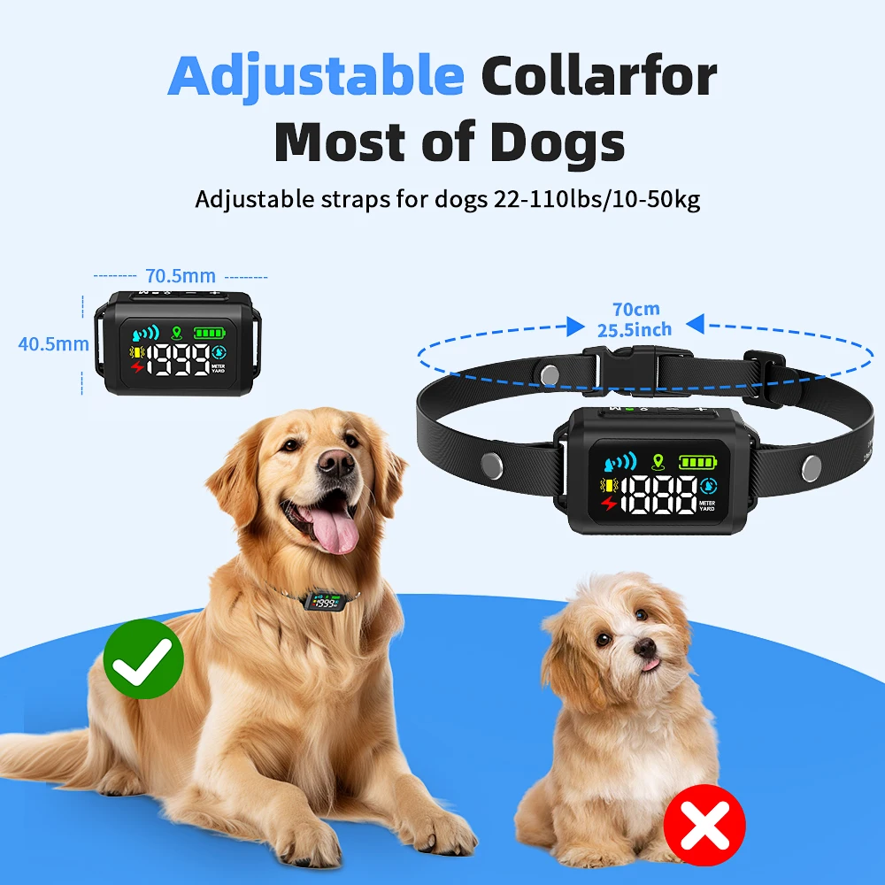 GPS Wireless Electric Dog Fence Adjustable Warning Strength Shock Collar del sistema de cerca para perros Dog Containment System