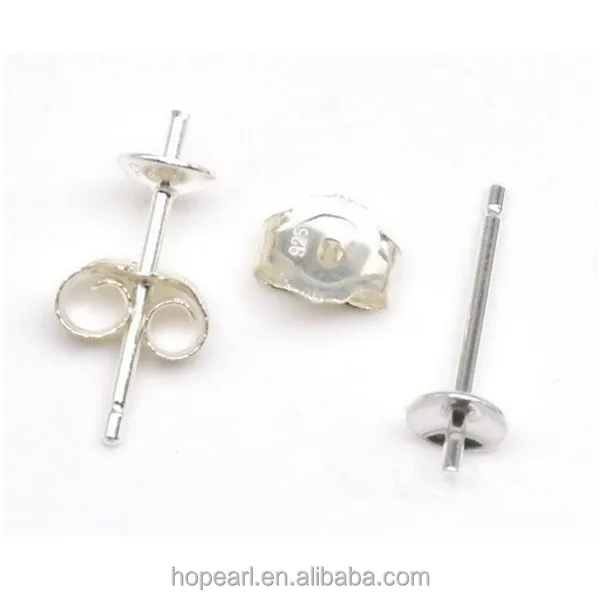 SSE280 Wholesale Sterling 925 Silver Ear Studs Findings Stud with Back, Earring Base and Back Stopper Sets