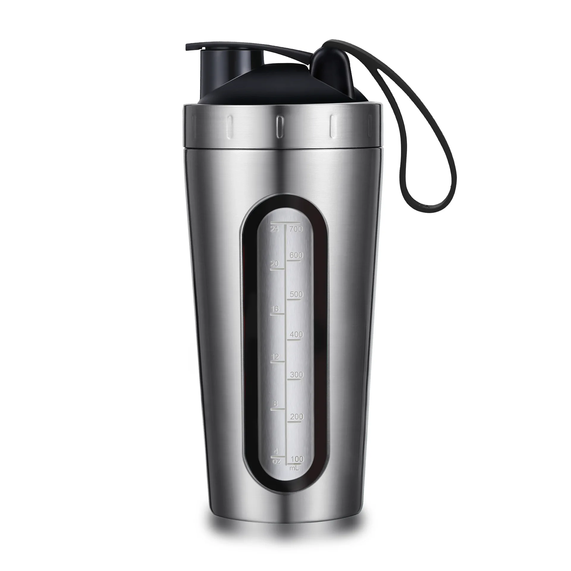 Shaker bottle protein with visible window 304 stainless steel protein bottle shaker