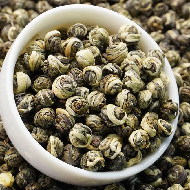 Top Quality Organic Flowering Jasmine Green Tea Balls Chinese Jasmine Green Tea Loose Leaf Sliming Tea Jasmine Dragon Pearls