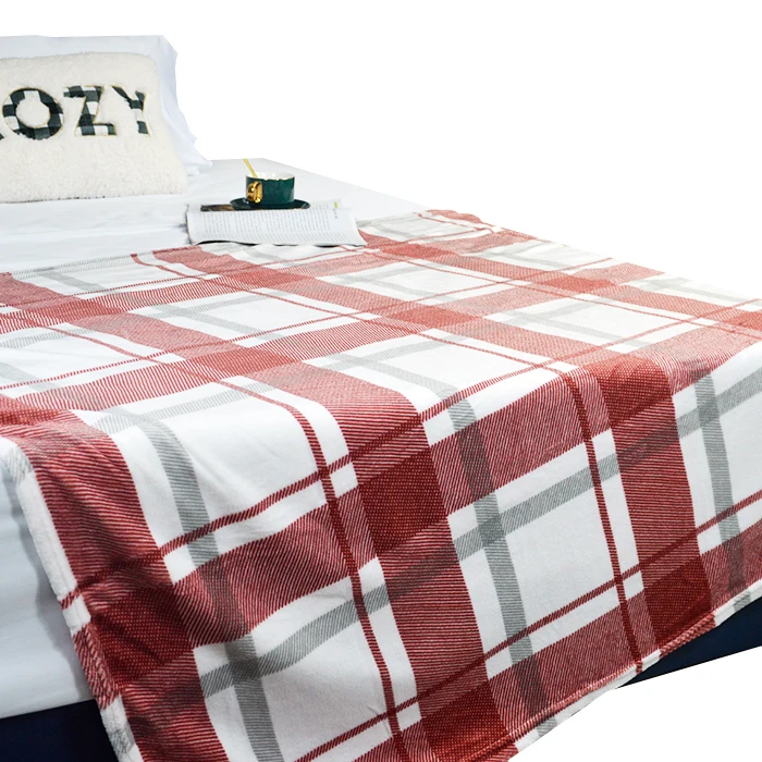 JHome OEM/ODM Plaid Flannel Throw Blanket