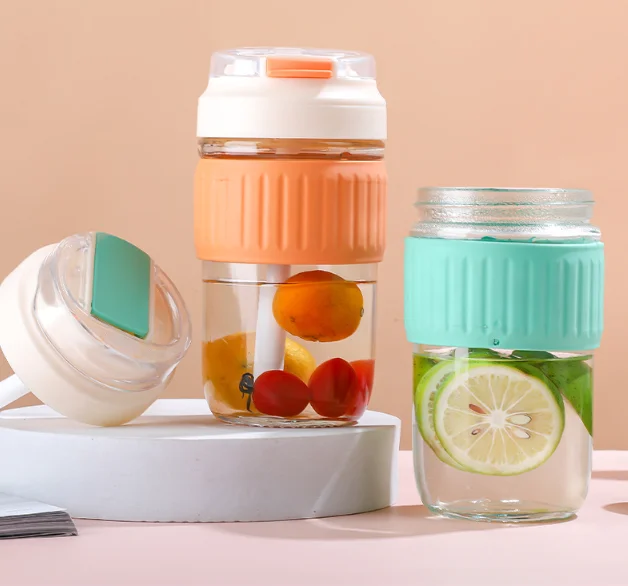 New Beautiful Portable Water Cup Cute Portable Double Drink Double Drink Coffee Mug/Glass Straight Drink Mug With Straw